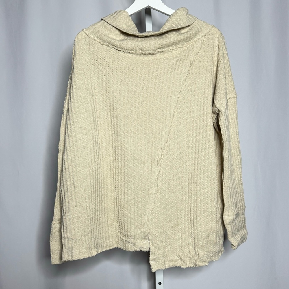 Free People Waffle Knit Cowl Neck Cream Sweater — S - Picture 7 of 9